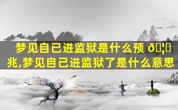 梦见自已进监狱是什么预 🦆 兆,梦见自己进监狱了是什么意思